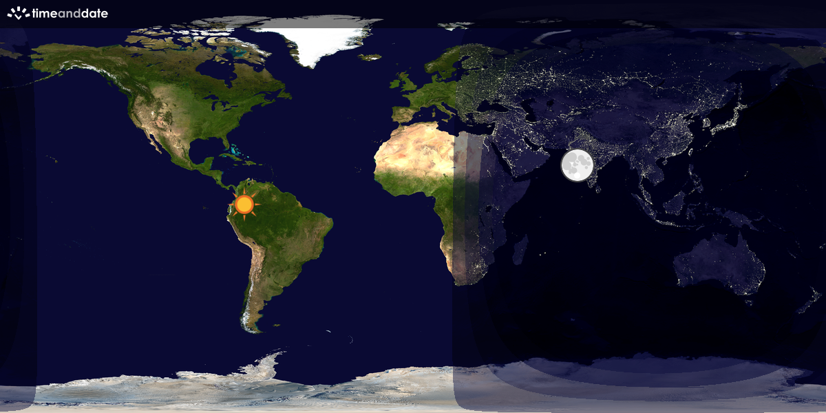 Verdenskart som viser dag og natt 