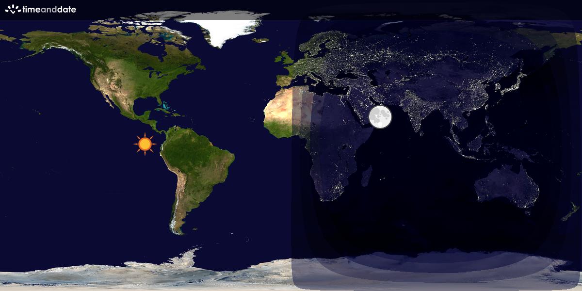 Verdenskart som viser dag og natt 