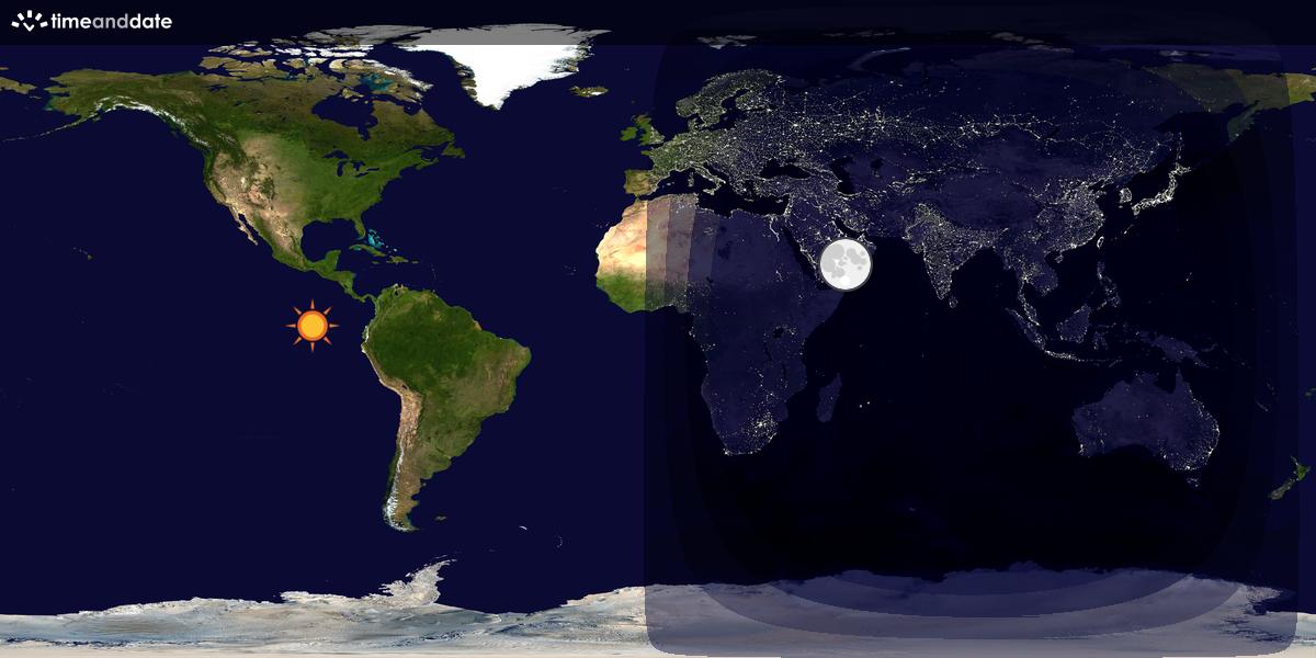 Verdenskart som viser dag og natt 