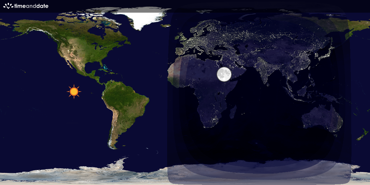 Verdenskart som viser dag og natt 