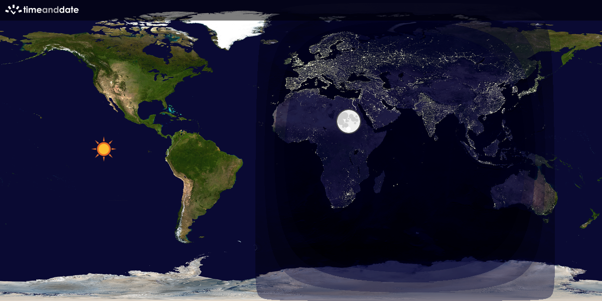 Verdenskart som viser dag og natt 