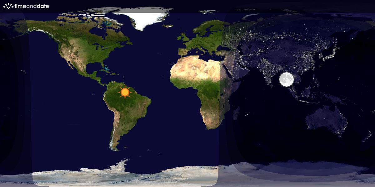 Verdenskart som viser dag og natt 