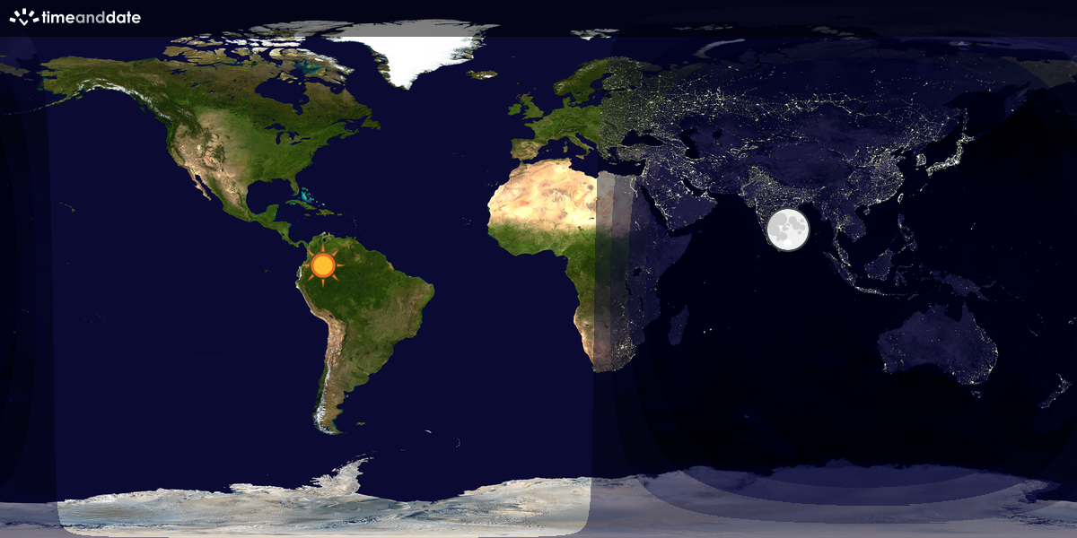 Verdenskart som viser dag og natt 