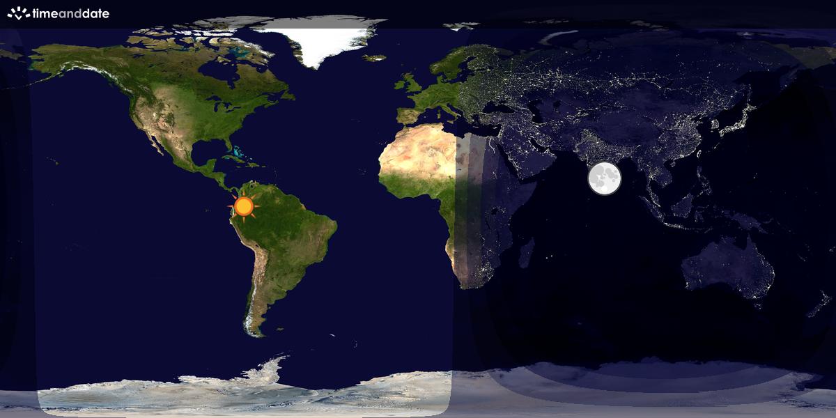 Verdenskart som viser dag og natt 