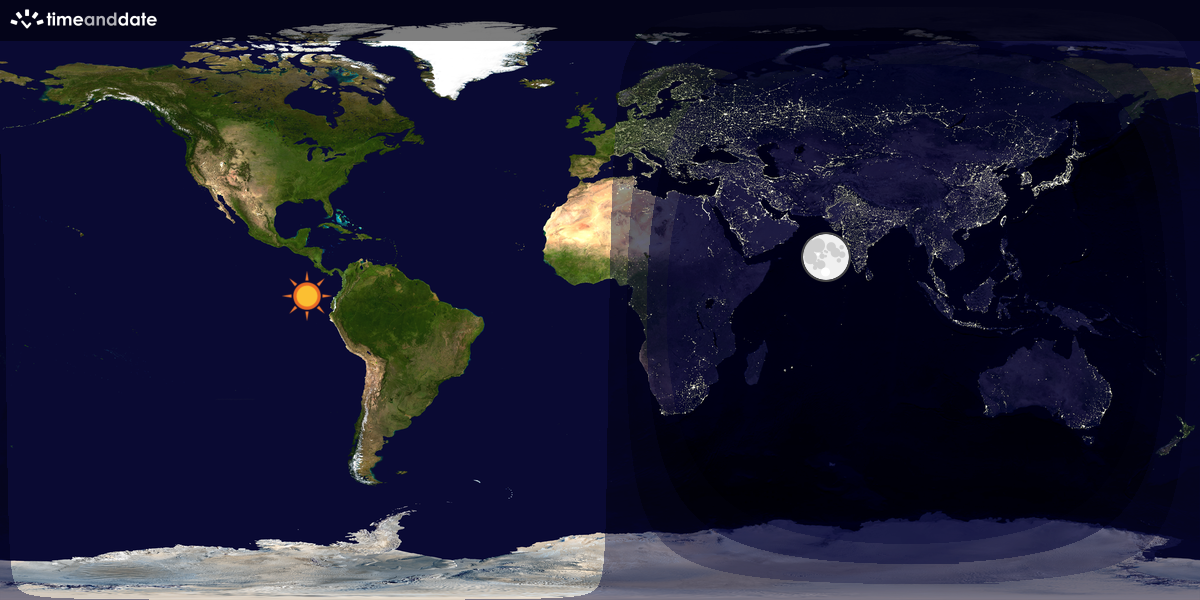 Verdenskart som viser dag og natt 