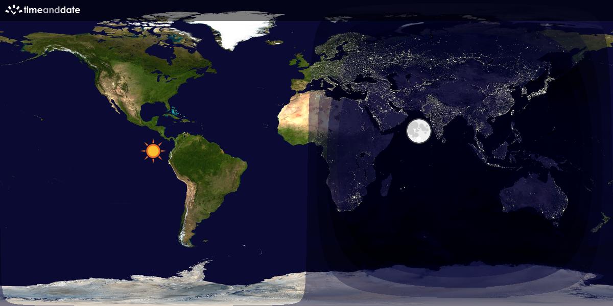 Verdenskart som viser dag og natt 