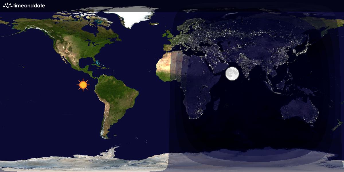 Verdenskart som viser dag og natt 