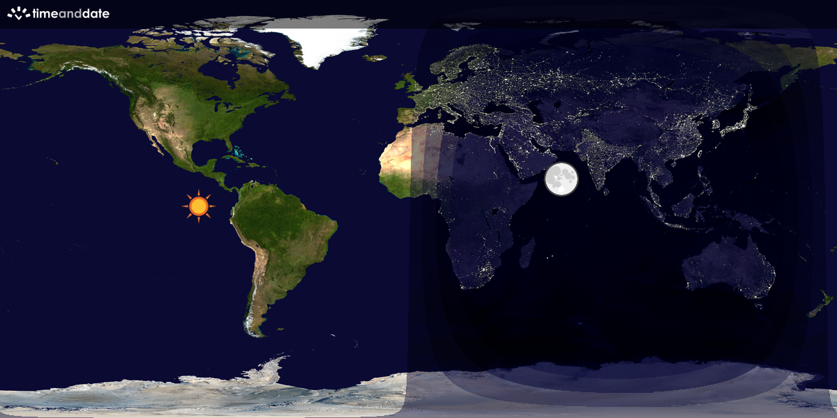 Verdenskart som viser dag og natt 