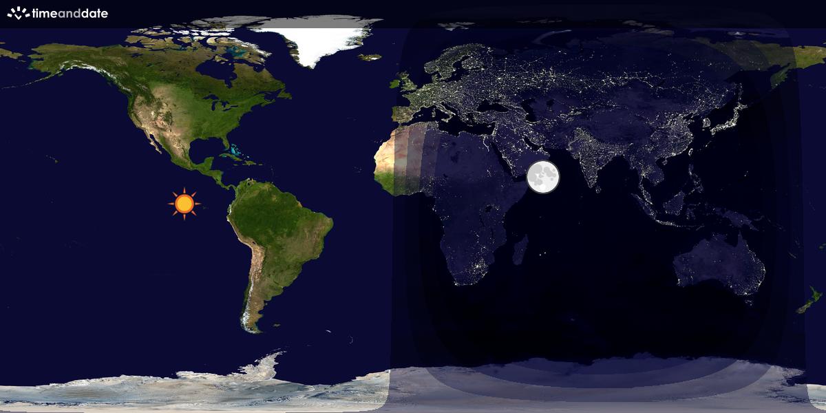 Verdenskart som viser dag og natt 