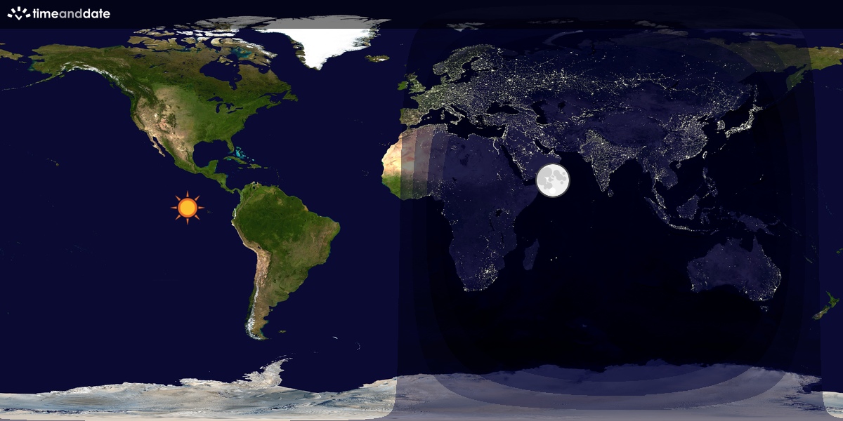 Verdenskart som viser dag og natt 