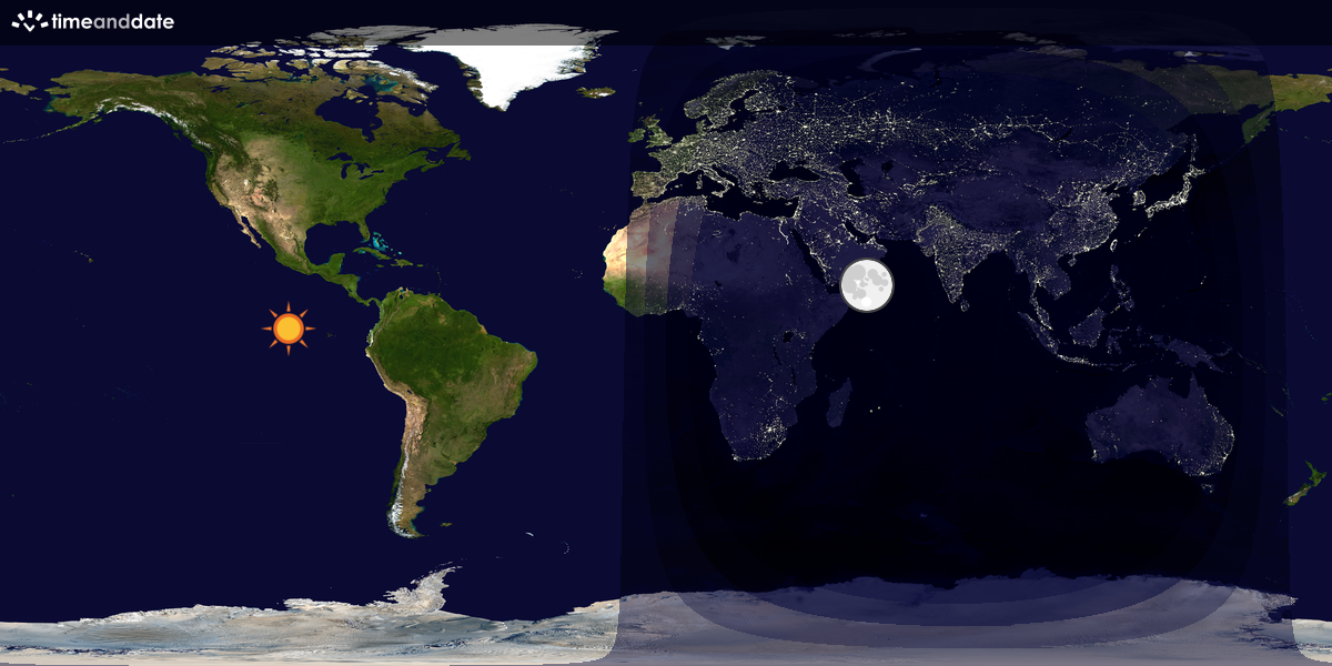 Verdenskart som viser dag og natt 