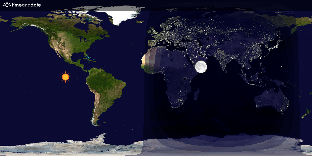 Verdenskart som viser dag og natt 