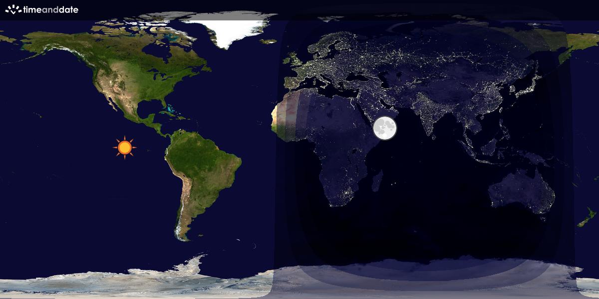 Verdenskart som viser dag og natt 