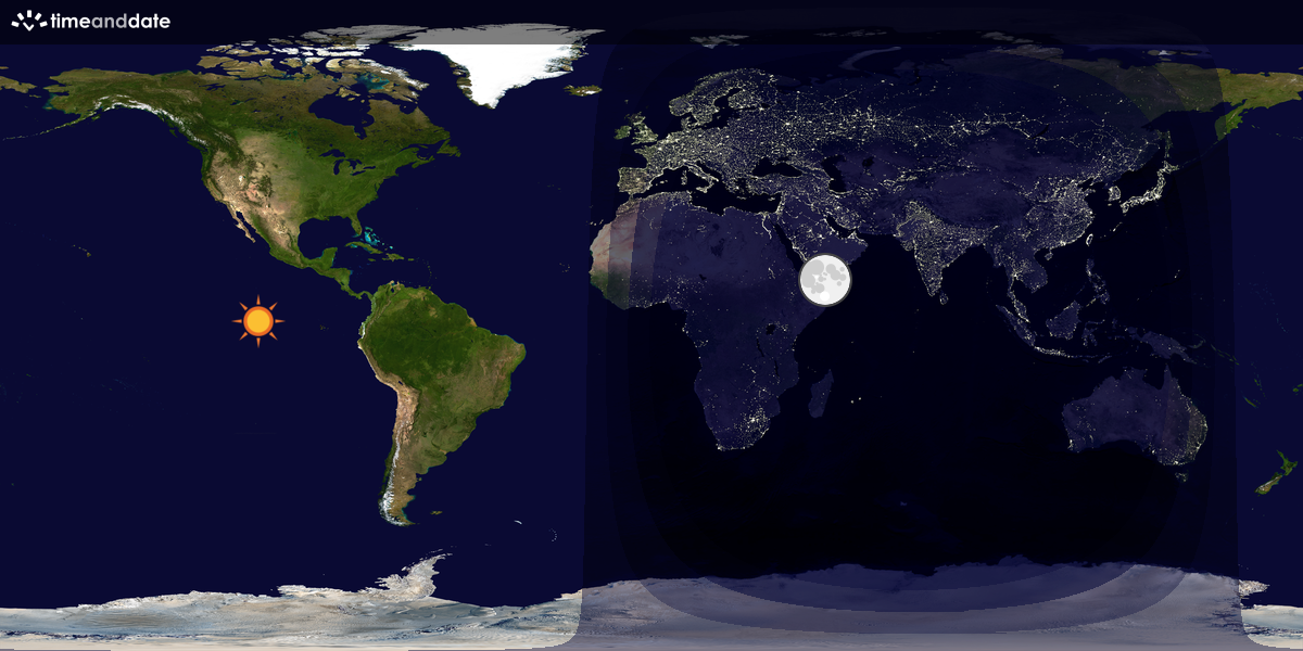 Verdenskart som viser dag og natt 