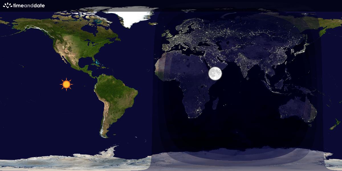 Verdenskart som viser dag og natt 