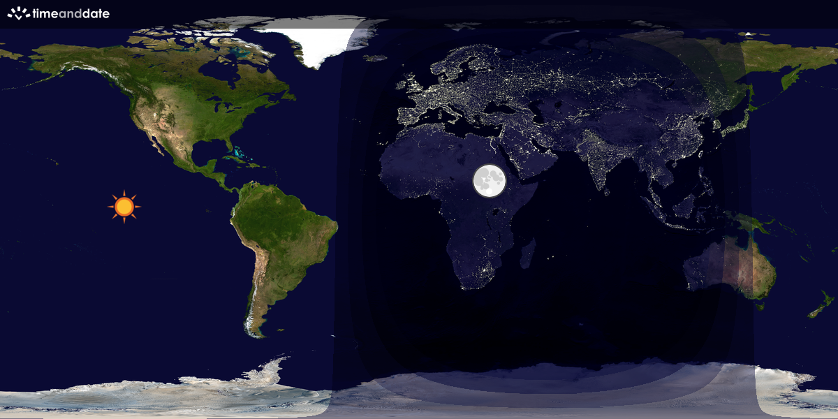 Verdenskart som viser dag og natt 