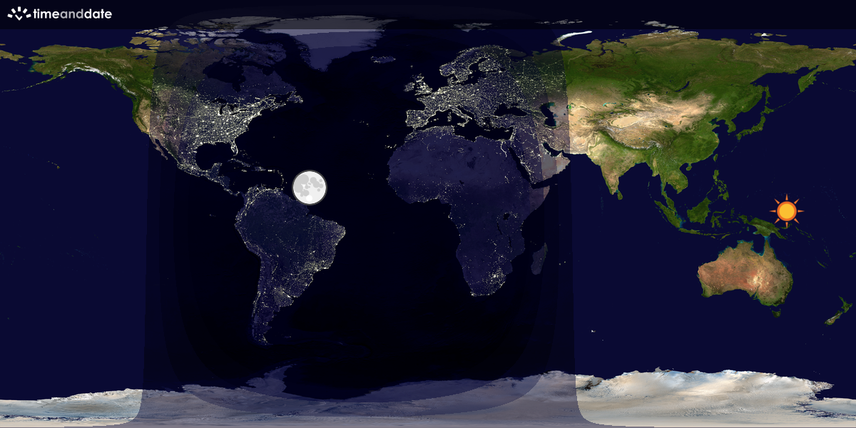 Verdenskart som viser dag og natt 