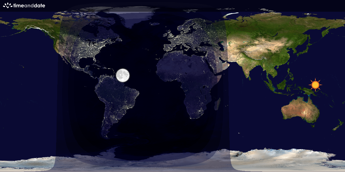 Verdenskart som viser dag og natt 
