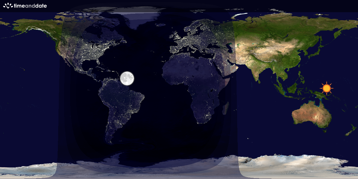 Verdenskart som viser dag og natt 