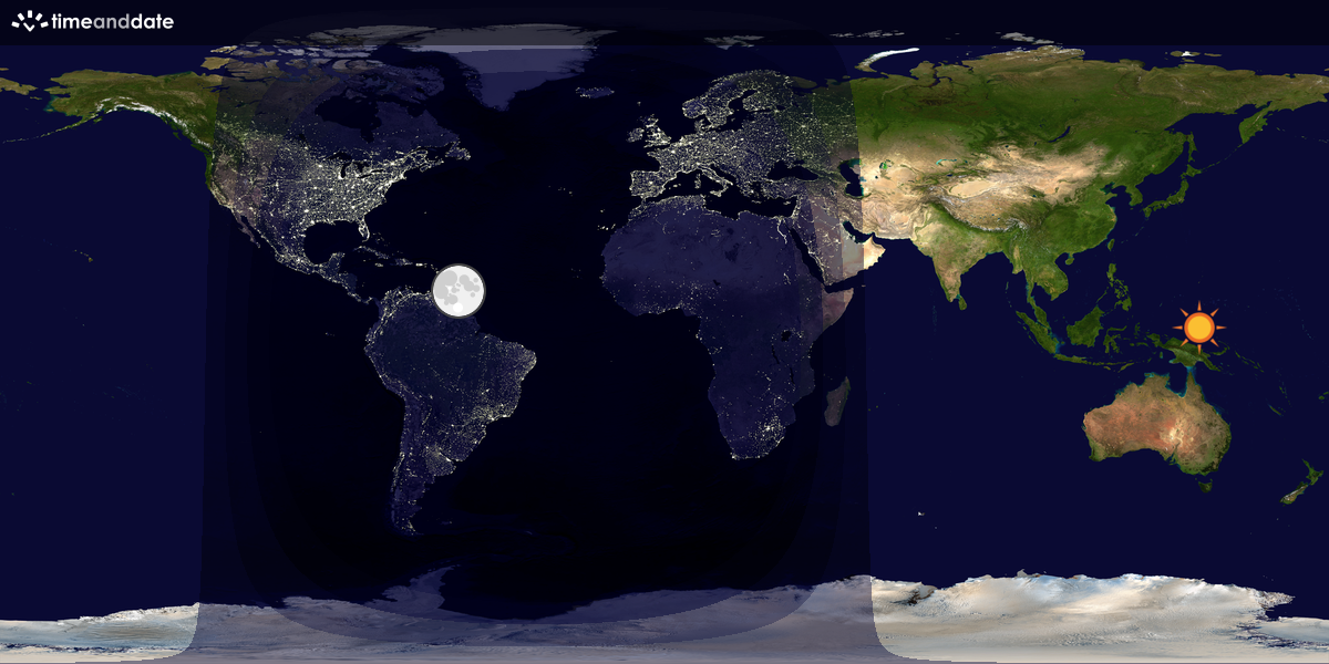Verdenskart som viser dag og natt 