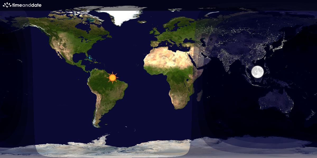 Verdenskart som viser dag og natt 