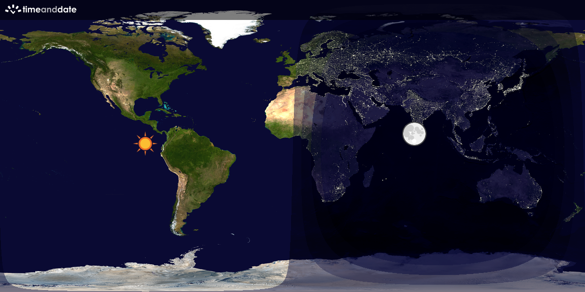 Verdenskart som viser dag og natt 