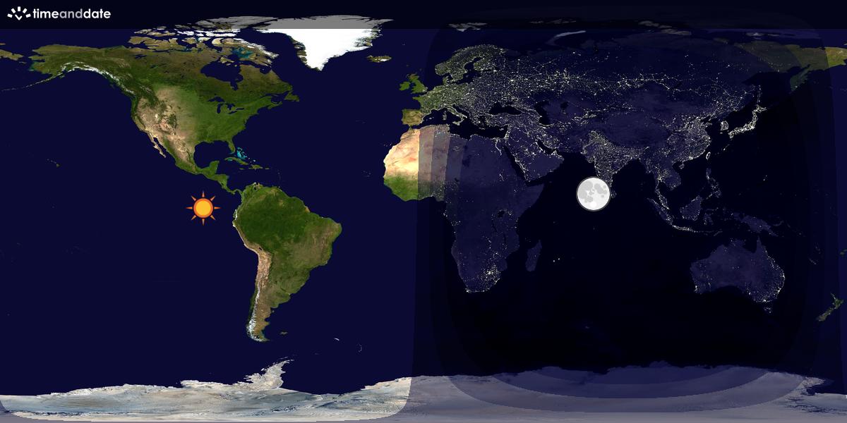Verdenskart som viser dag og natt 