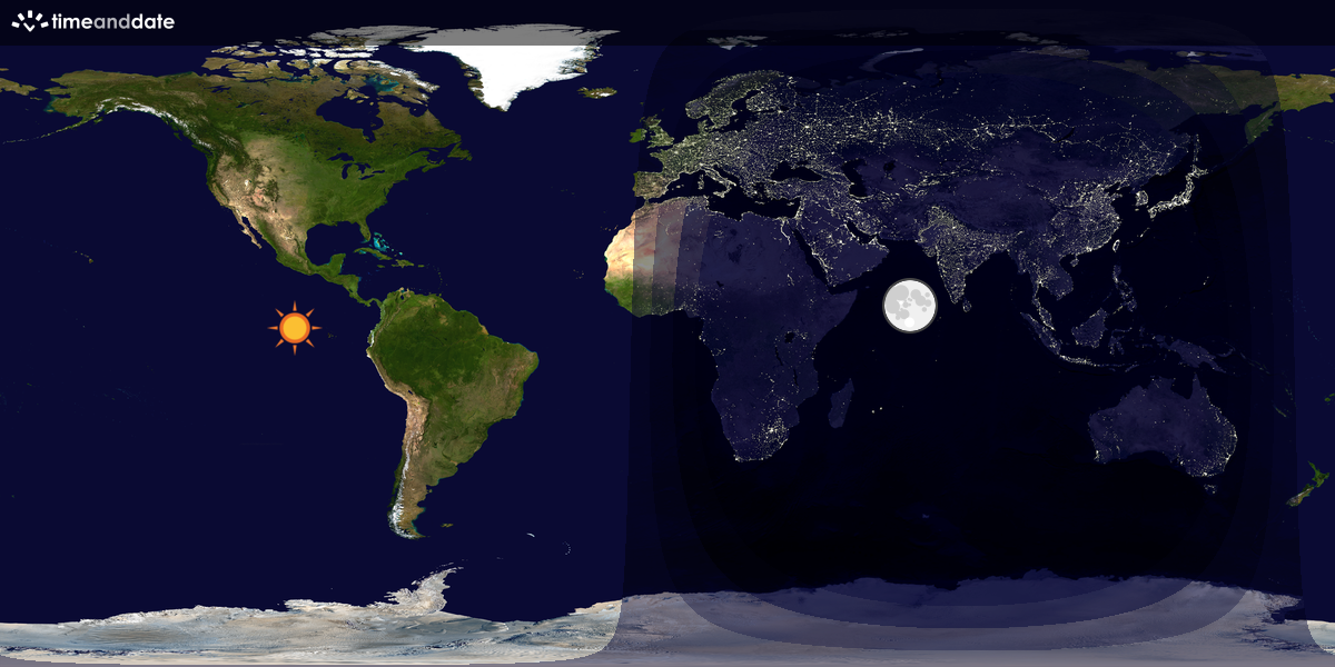 Verdenskart som viser dag og natt 