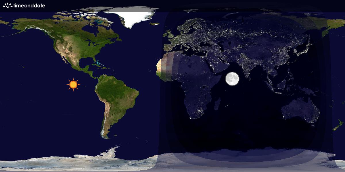 Verdenskart som viser dag og natt 