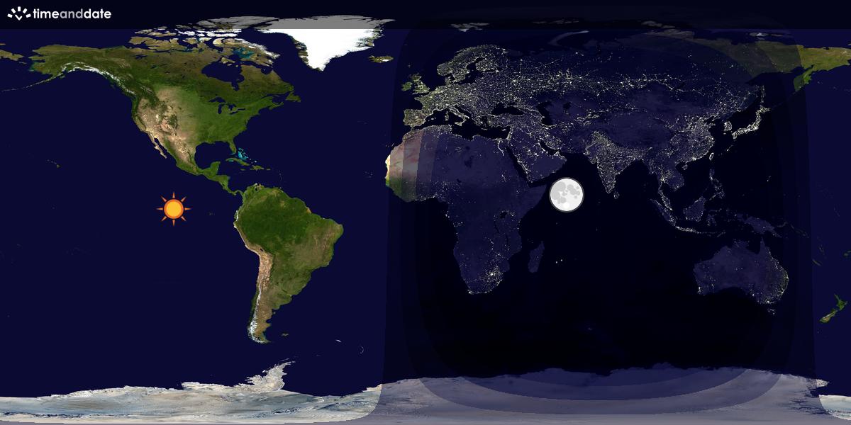 Verdenskart som viser dag og natt 