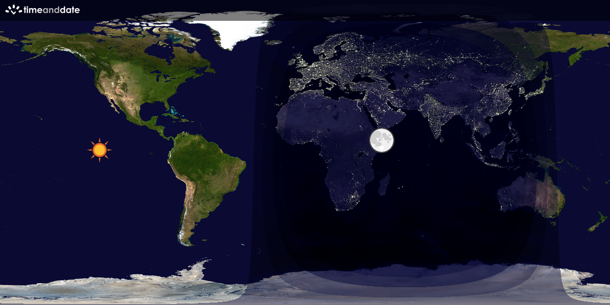 Verdenskart som viser dag og natt 