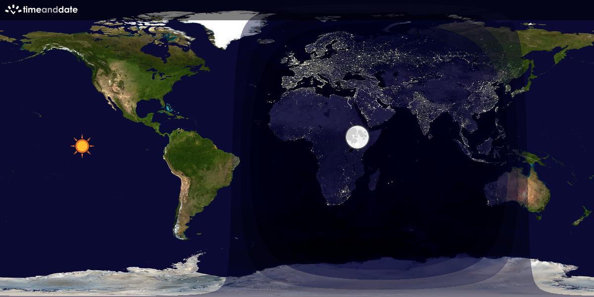 Verdenskart som viser dag og natt 