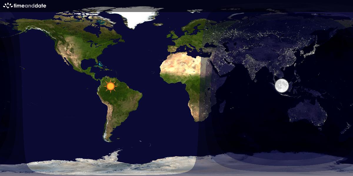 Verdenskart som viser dag og natt 