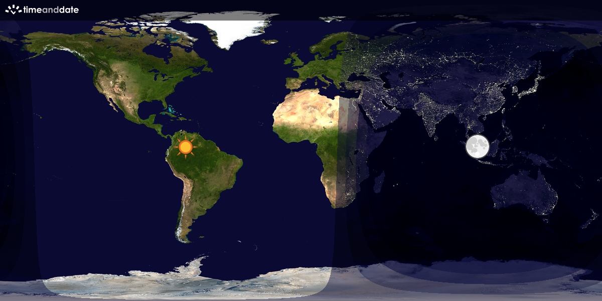 Verdenskart som viser dag og natt 