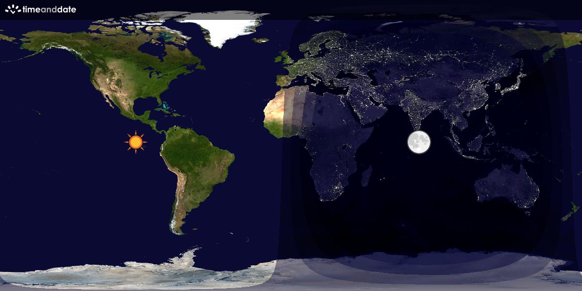 Verdenskart som viser dag og natt 