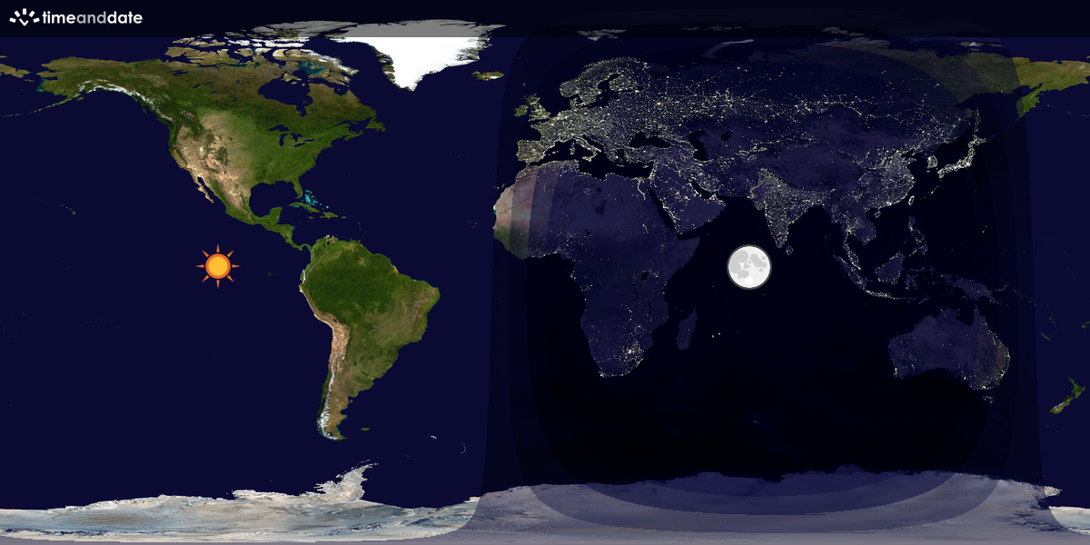 Verdenskart som viser dag og natt 