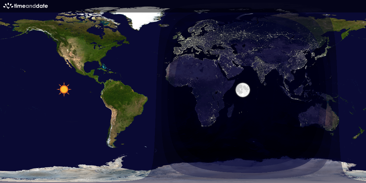 Verdenskart som viser dag og natt 