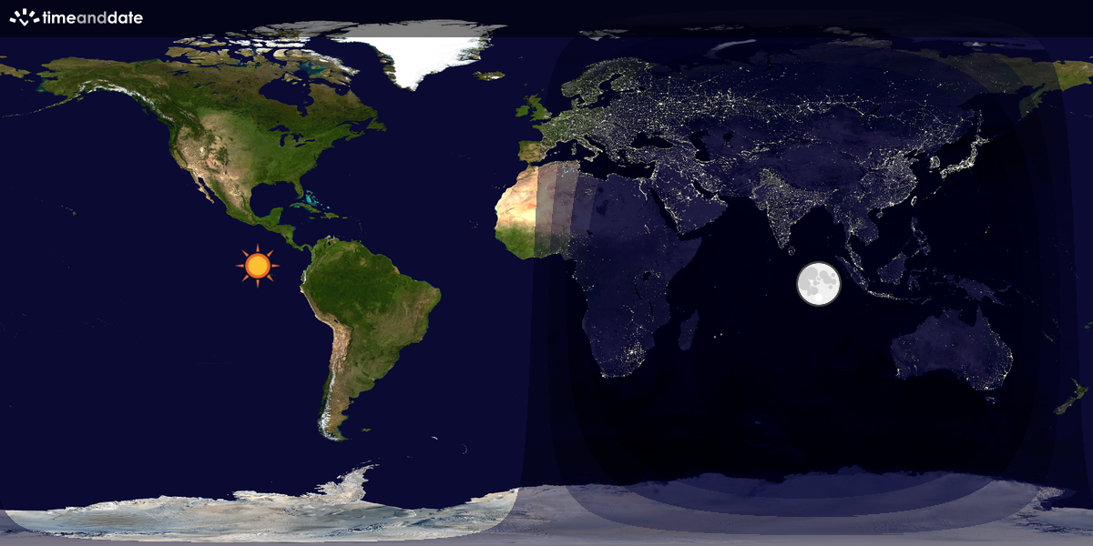 Verdenskart som viser dag og natt 