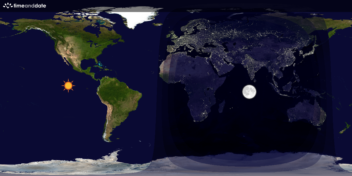 Verdenskart som viser dag og natt 
