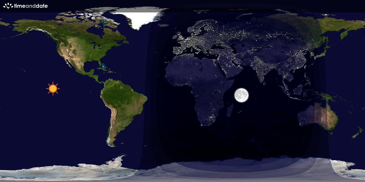 Verdenskart som viser dag og natt 