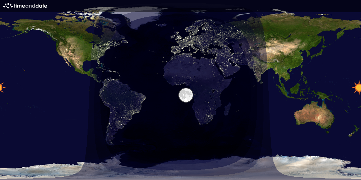 Verdenskart som viser dag og natt 