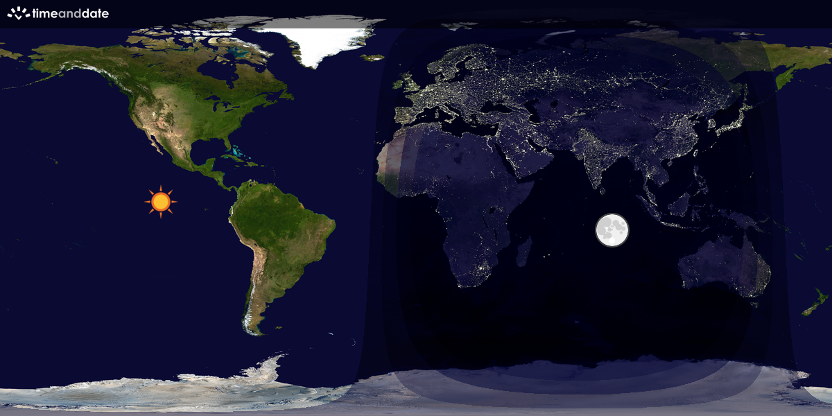 Verdenskart som viser dag og natt 