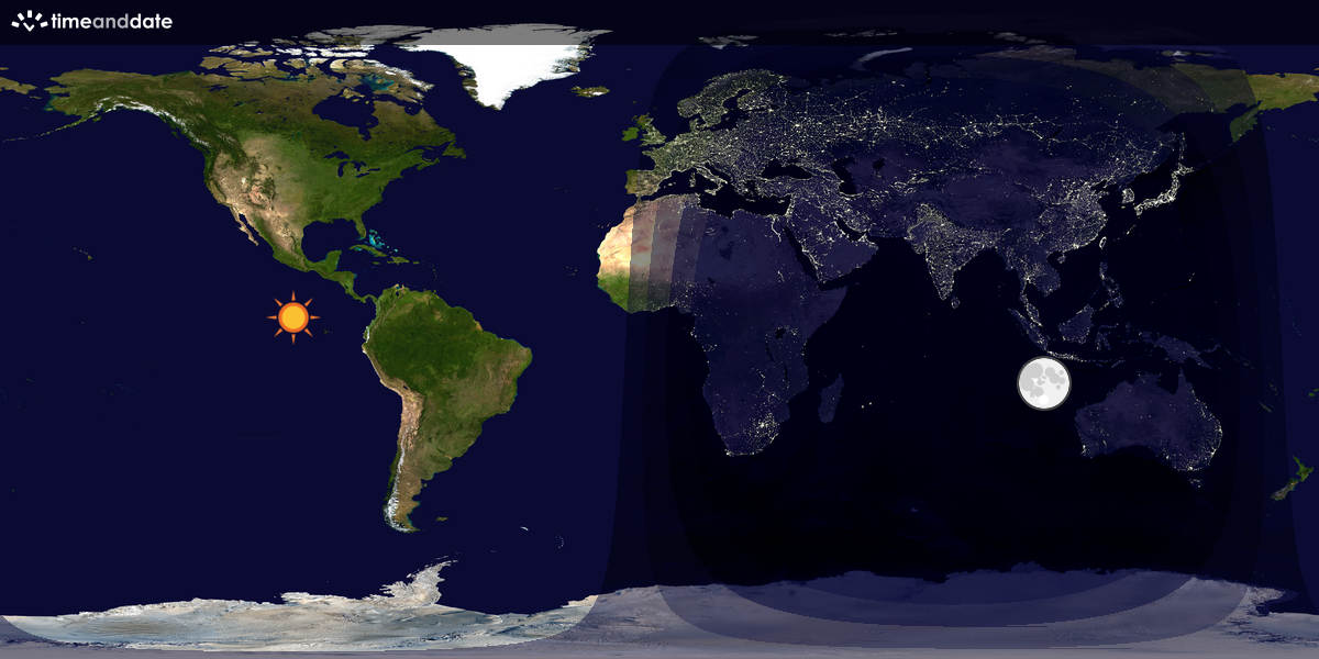 Verdenskart som viser dag og natt 