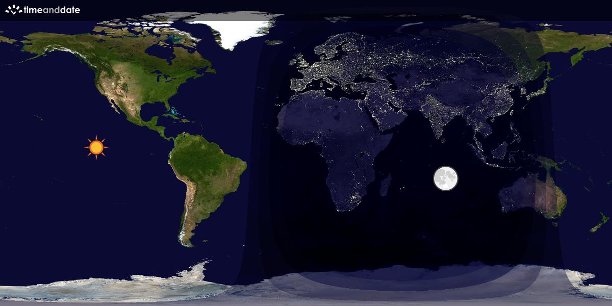 Verdenskart som viser dag og natt 