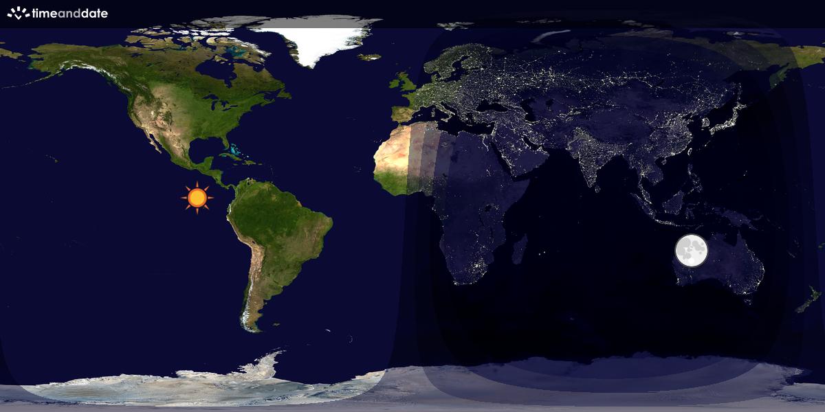 Verdenskart som viser dag og natt 