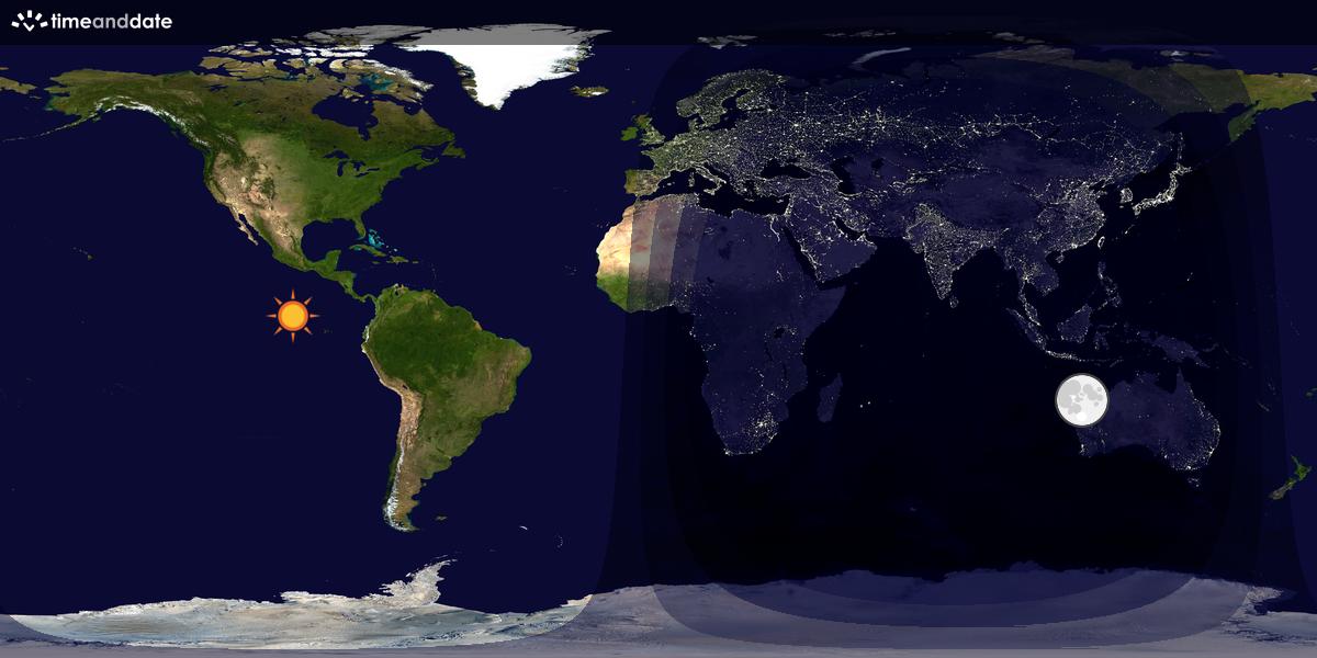 Verdenskart som viser dag og natt 
