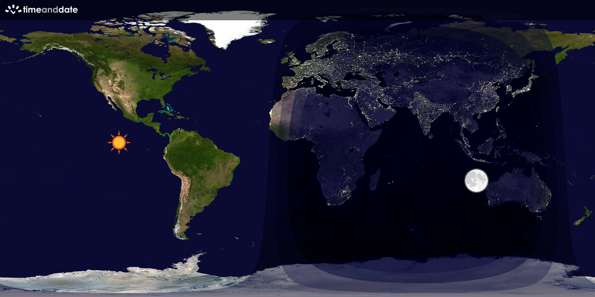 Verdenskart som viser dag og natt 