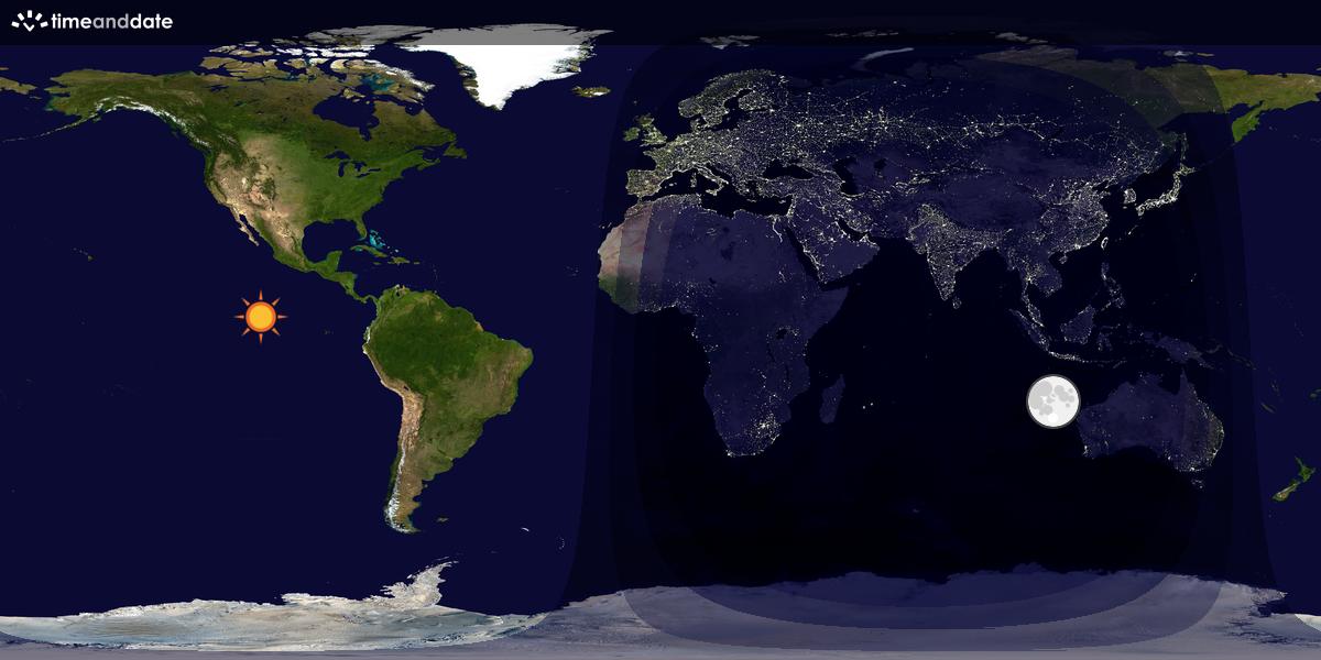 Verdenskart som viser dag og natt 