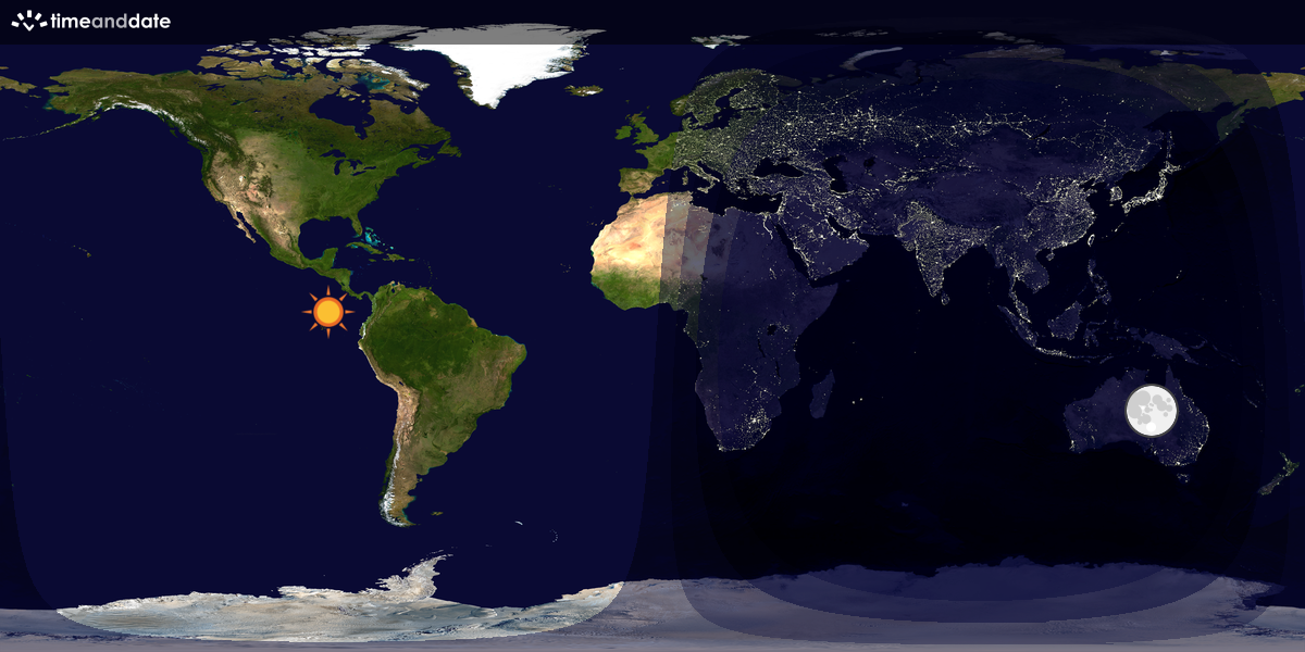Verdenskart som viser dag og natt 