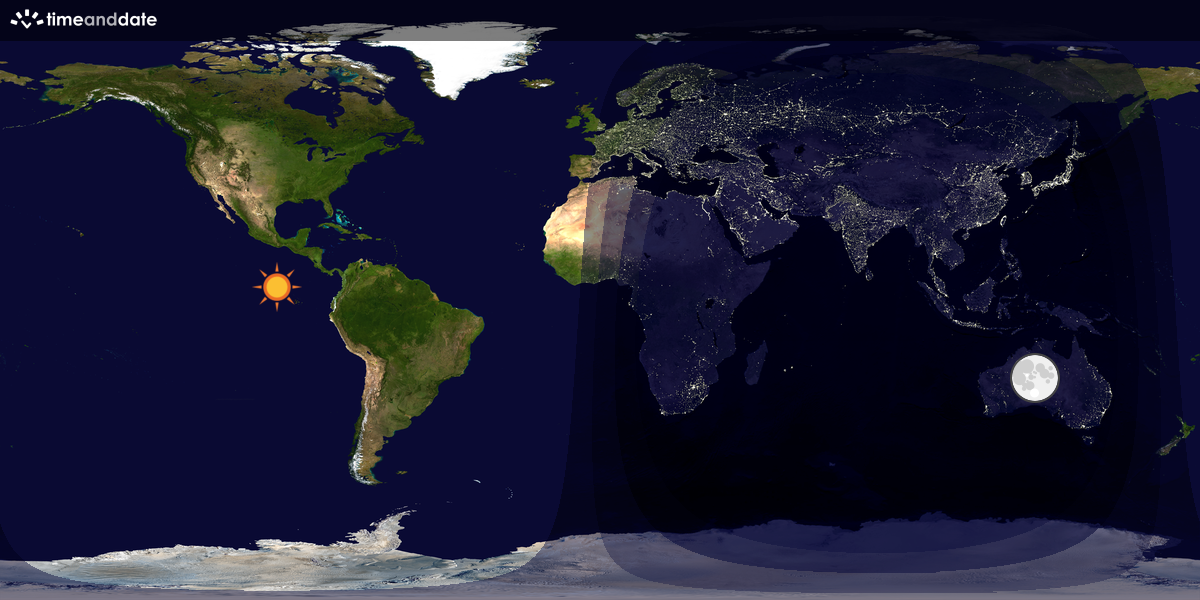 Verdenskart som viser dag og natt 